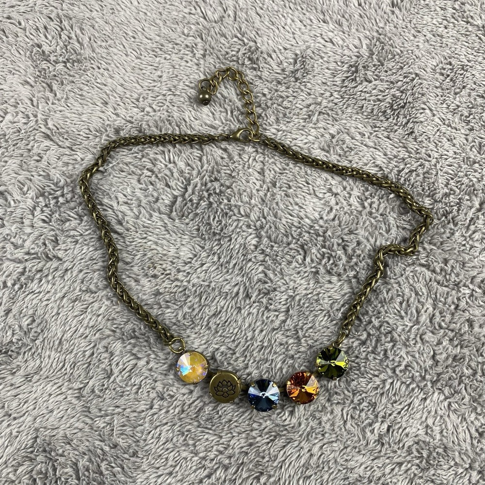 Charm Bracelet Padlocks Beads Necklace 14"long‎ Goldtone